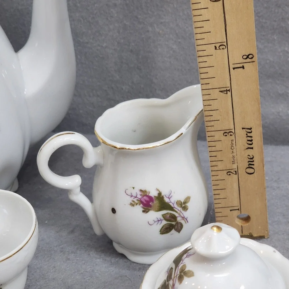 Thames Tea Set White Pink Rose Floral Hand Painted Gold‎ Trim Japan 13pc Set
